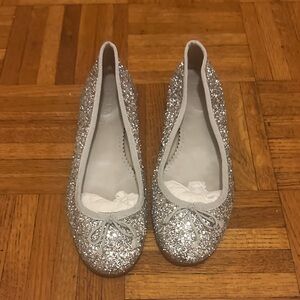 J. Crew Glittering Silver Ballet Flats